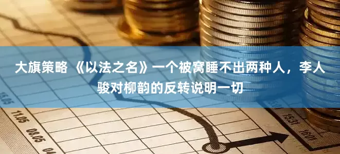 大旗策略 《以法之名》一个被窝睡不出两种人，李人骏对柳韵的反转说明一切